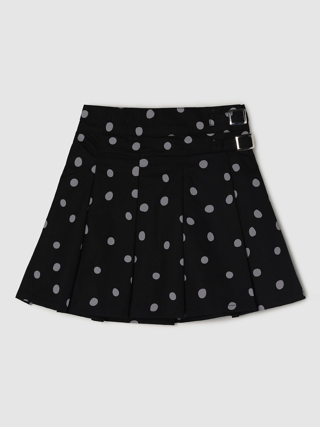 

max Girls Black Printed A-Line Mini Pure Cotton Skirts