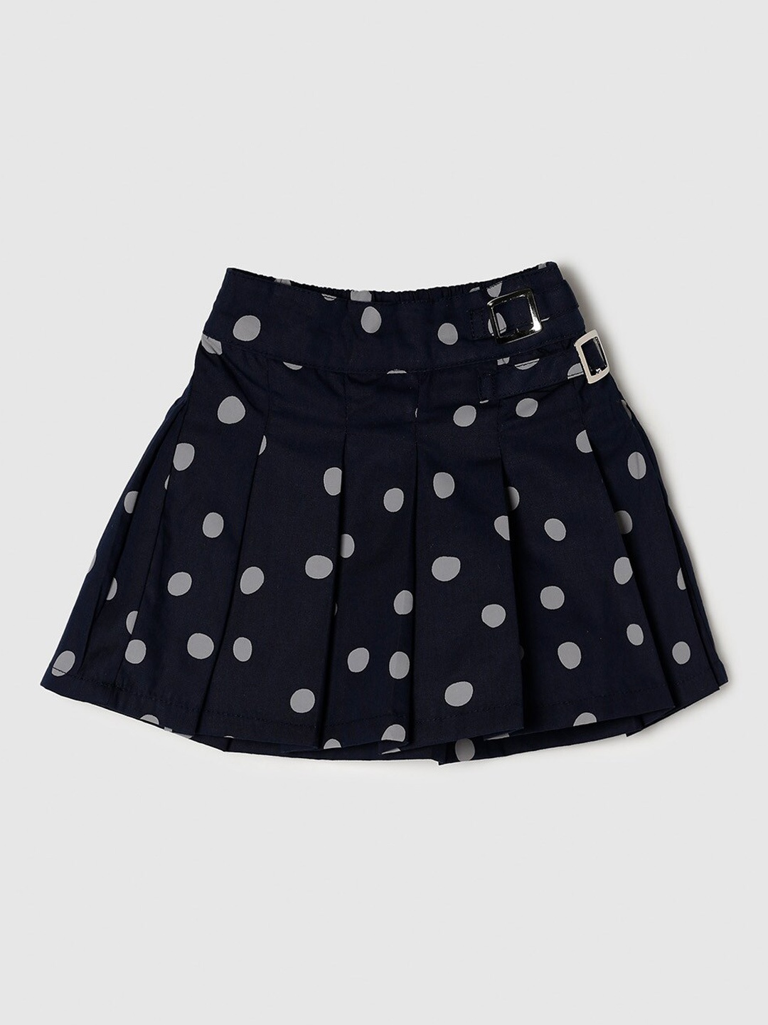 

max Girls Blue Polka Dot Printed Pure Cotton Flared Mini Skirts