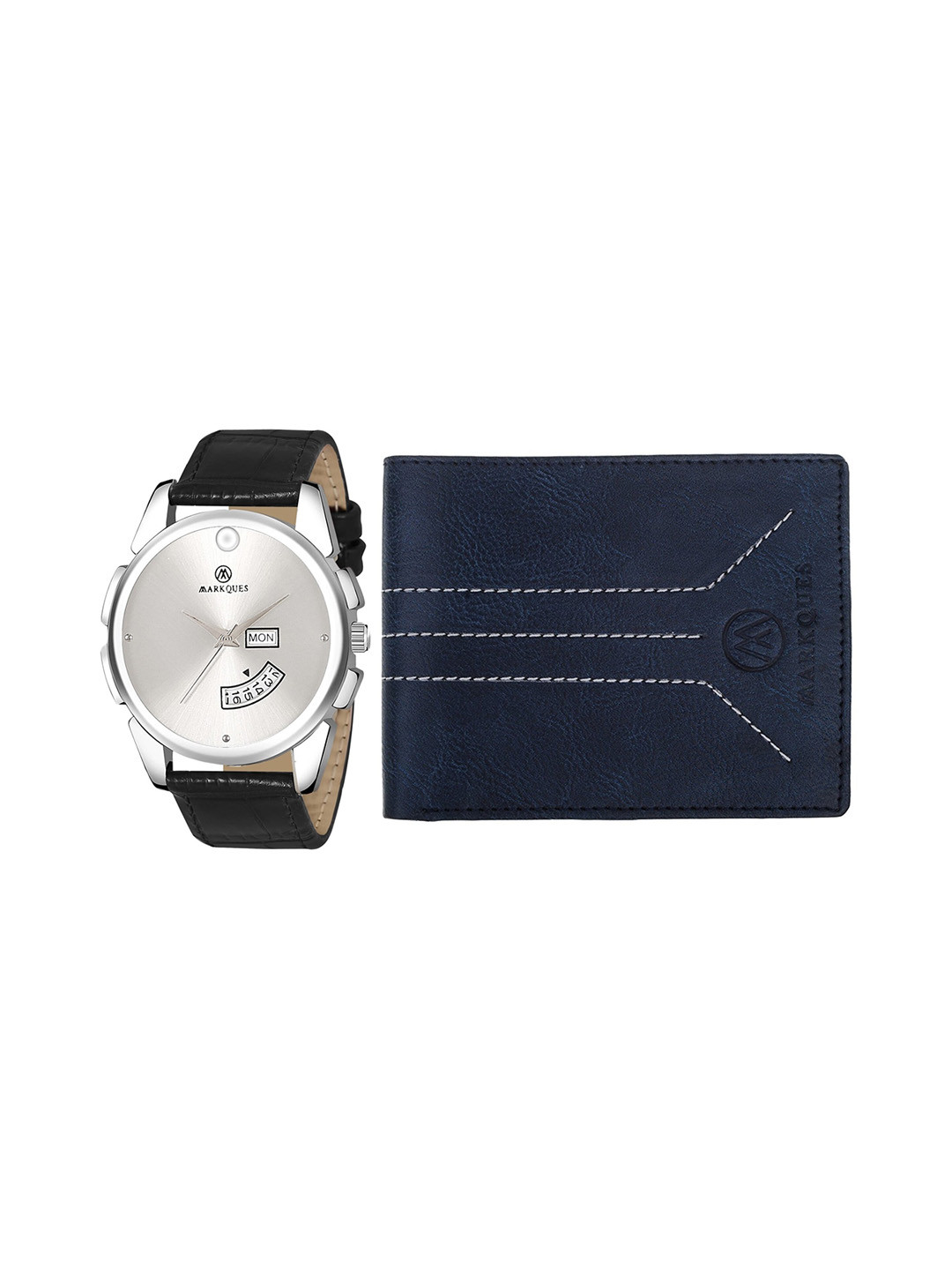 

MARKQUES Men Blue & Black Watch and Wallet Combo Accessory Gift Set