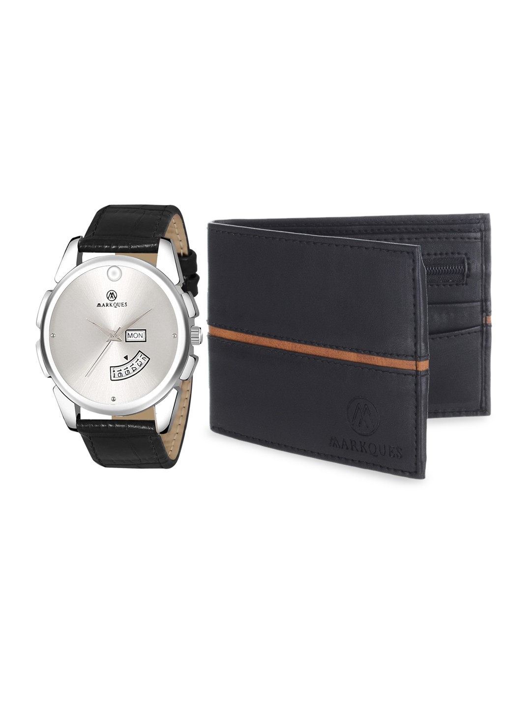 

MARKQUES Men Black Solid Leather Accessory Gift Set
