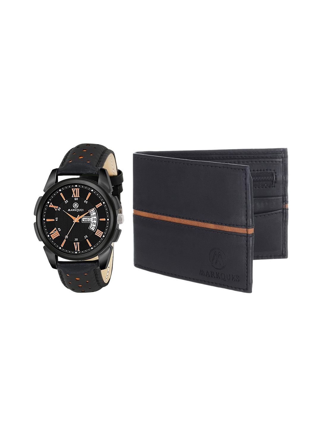 

MARKQUES Men Black Textured Leather Accessory Gift Set