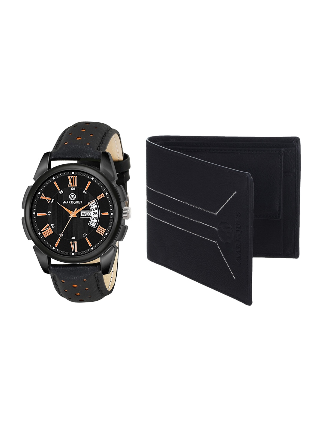 

MARKQUES Men Black Solid Leather Accessory Gift Set