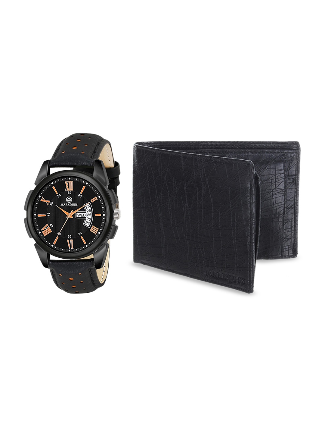 

MARKQUES Men Black Solid Leather Accessory Gift Set