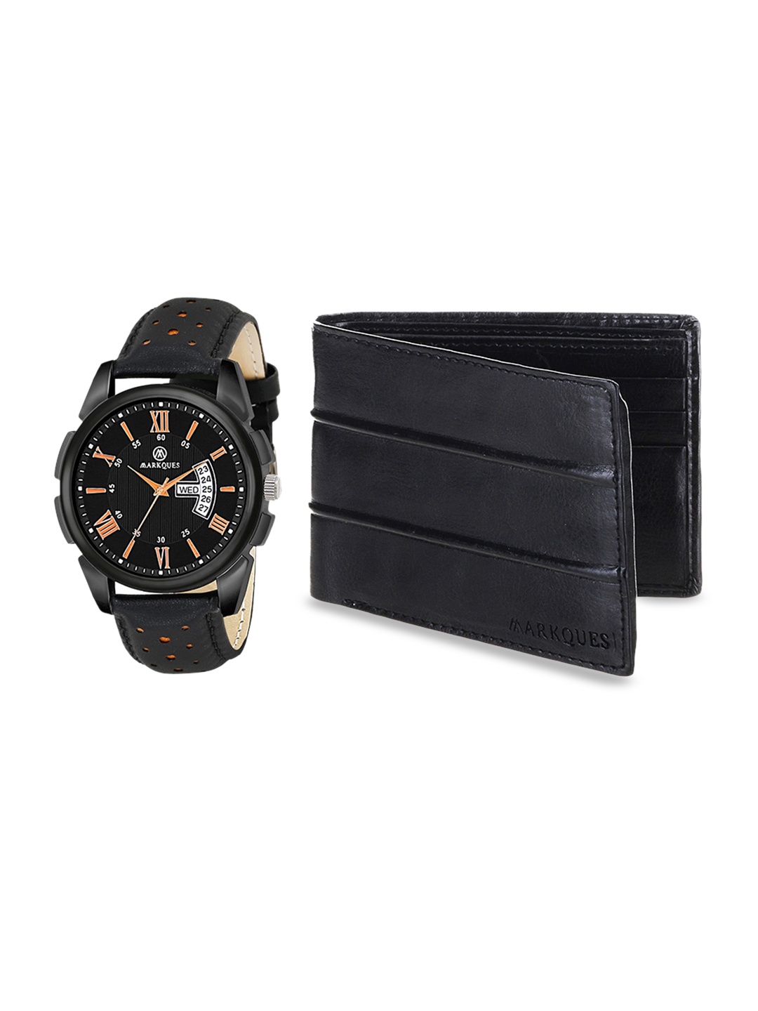 

MARKQUES Men Black Leather Accessory Gift Set