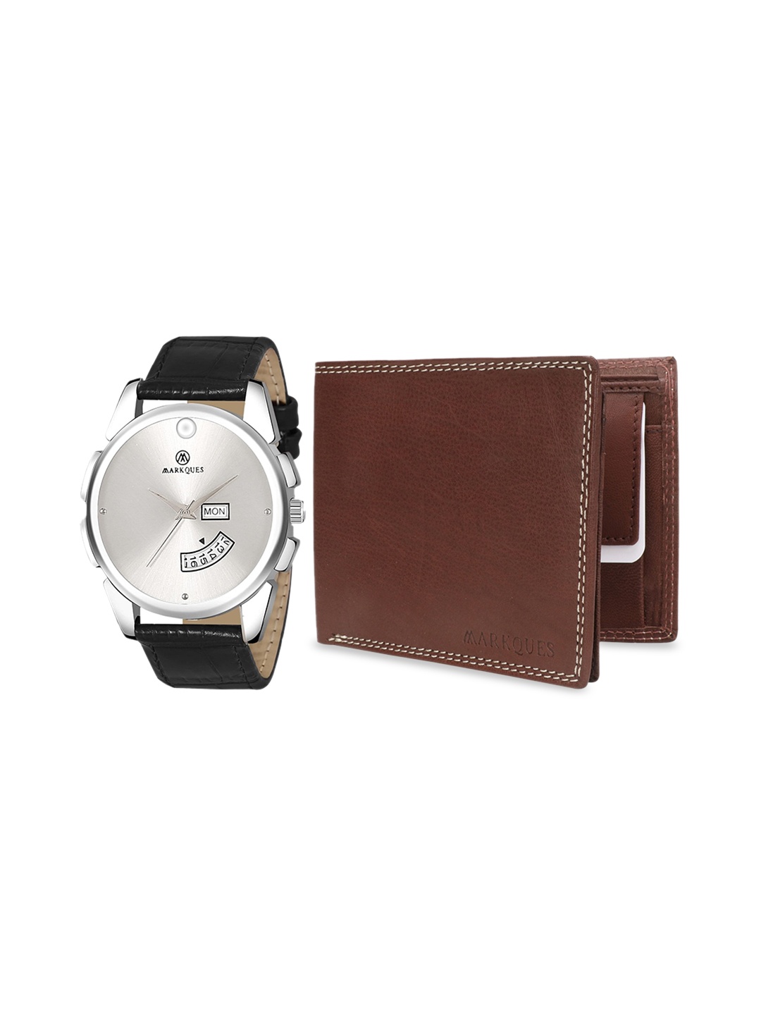 

MARKQUES Men Brown Leather Accessory Gift Set