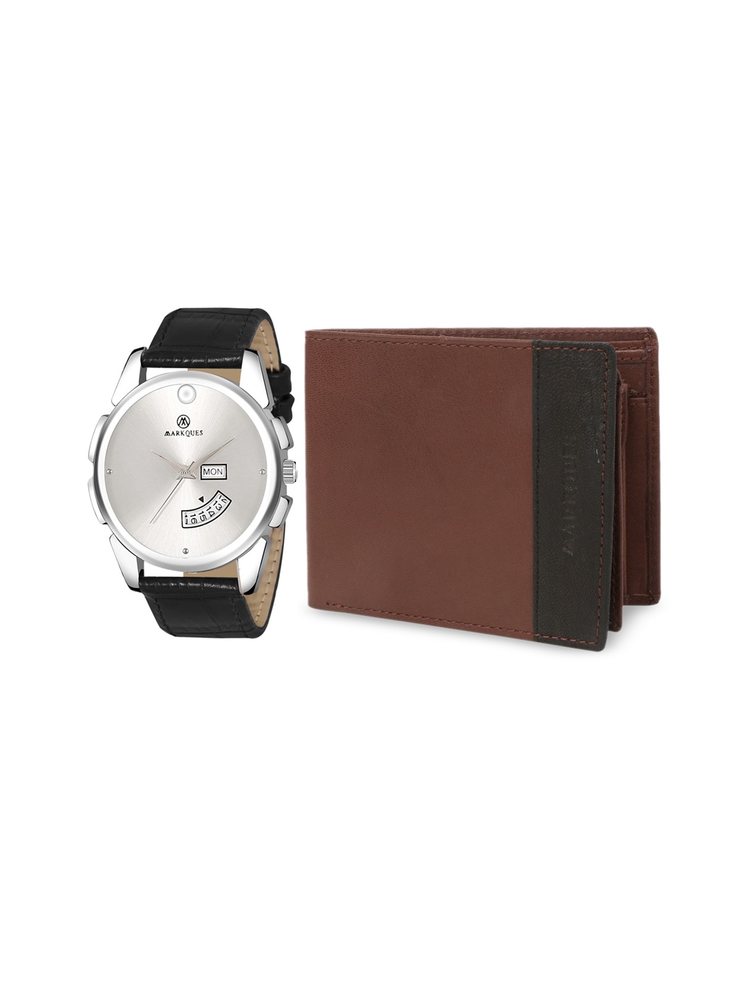 

MARKQUES Men Brown & Black Solid Leather Accessory Gift Set