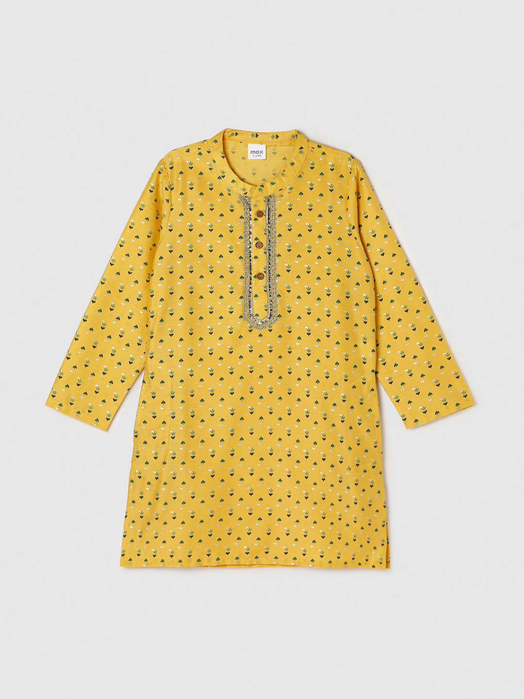 

max Girls Yellow Printed Kurta