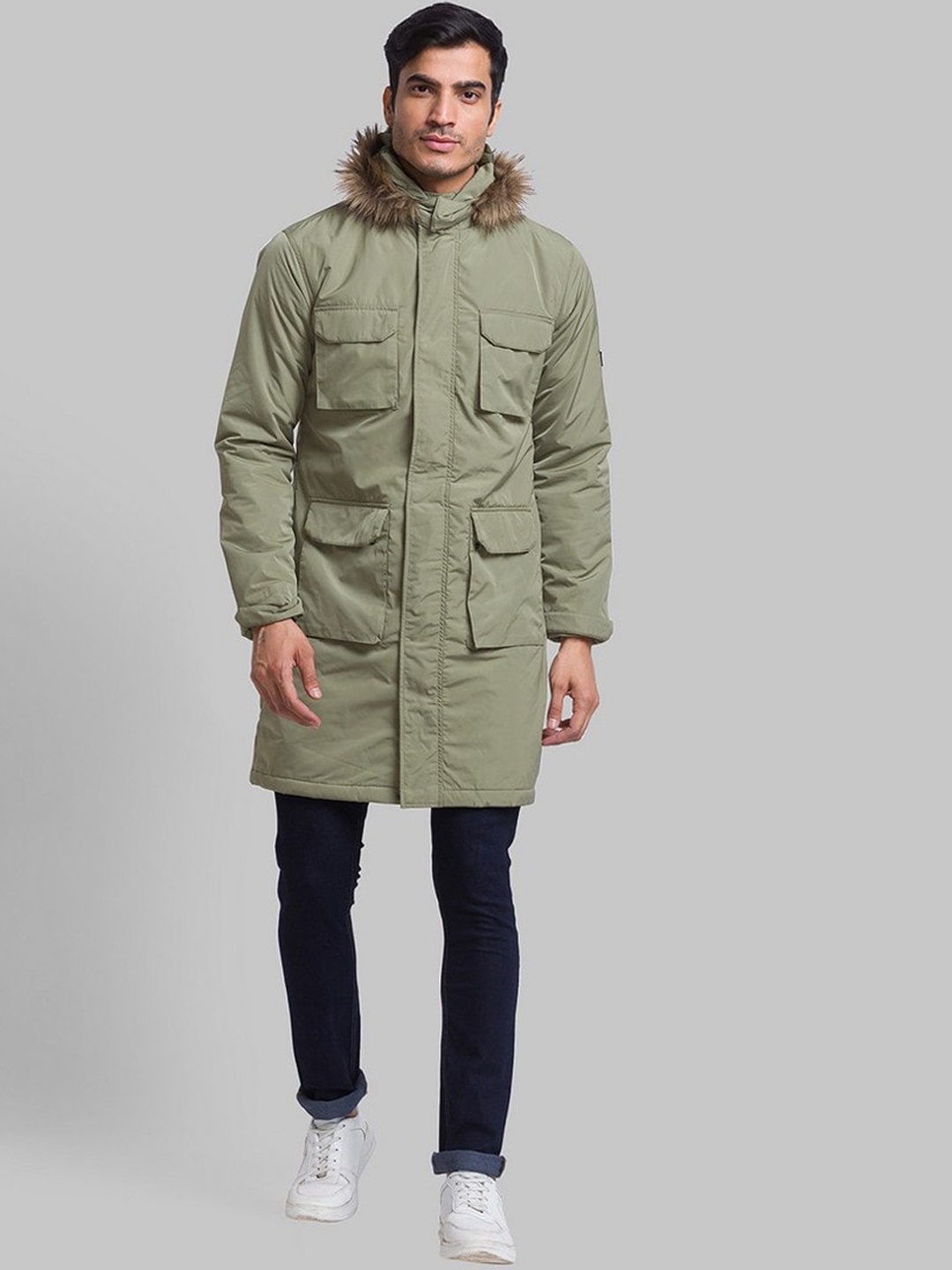 

Parx Men Green Longline Parka Jacket