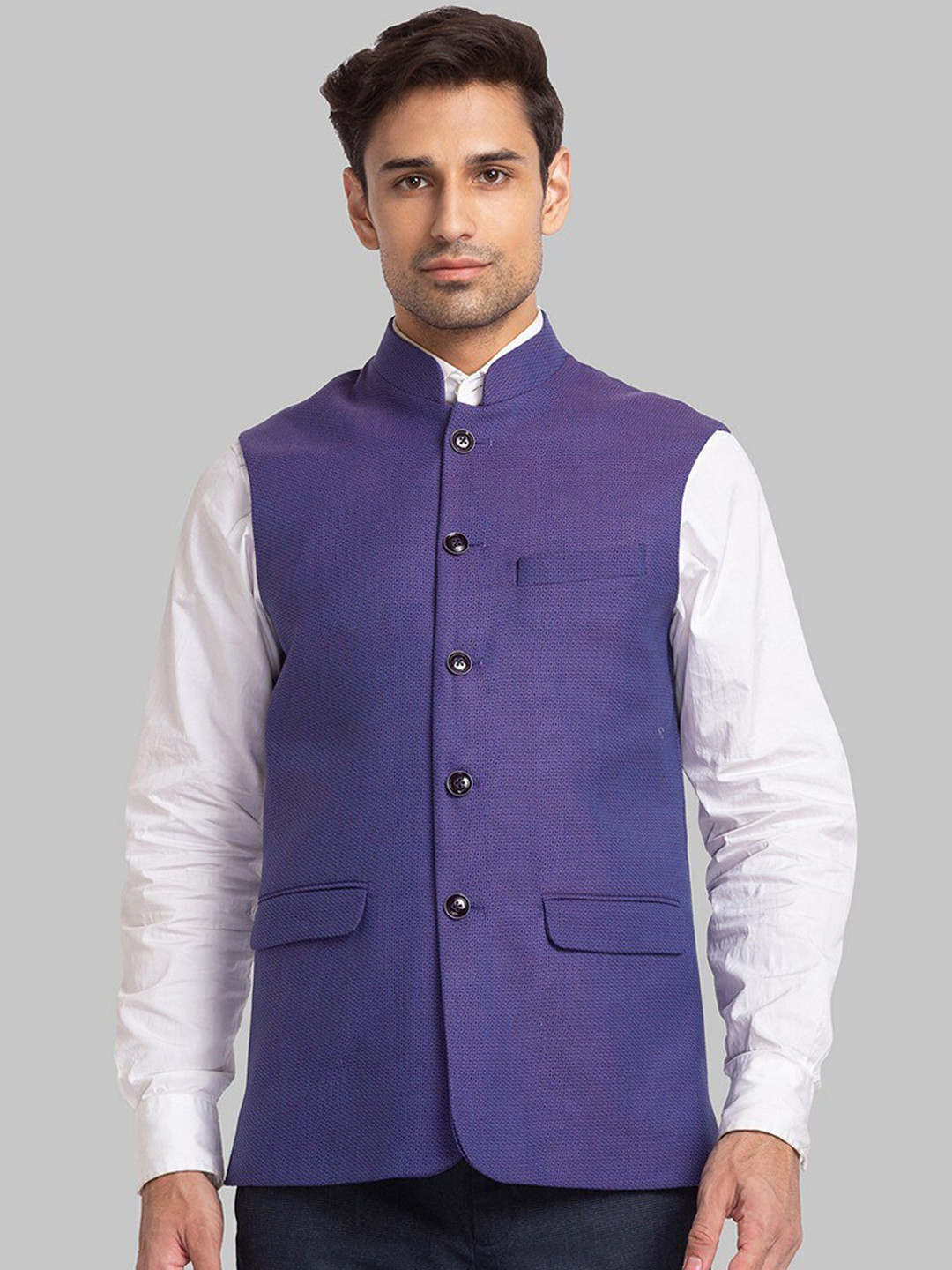 

Park Avenue Men Purple Slim Fit Solid Nehru Jacket