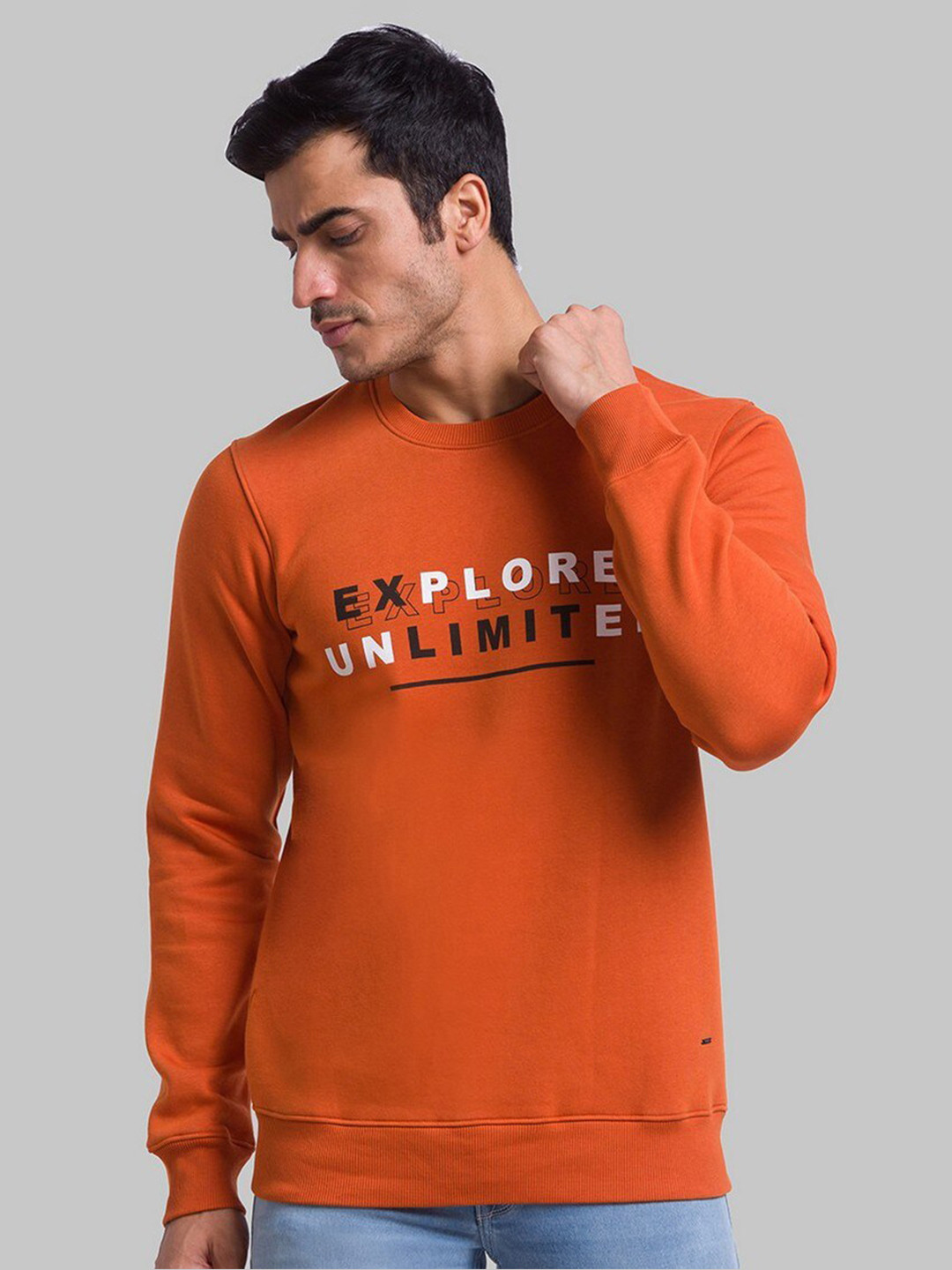 

Parx Men Orange Printed Sweatshirt