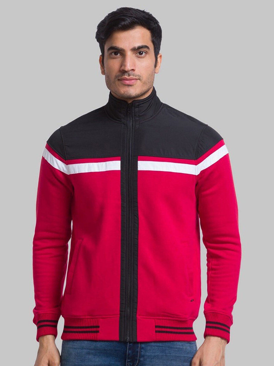 

Parx Men Red Colourblocked Sweatshirt