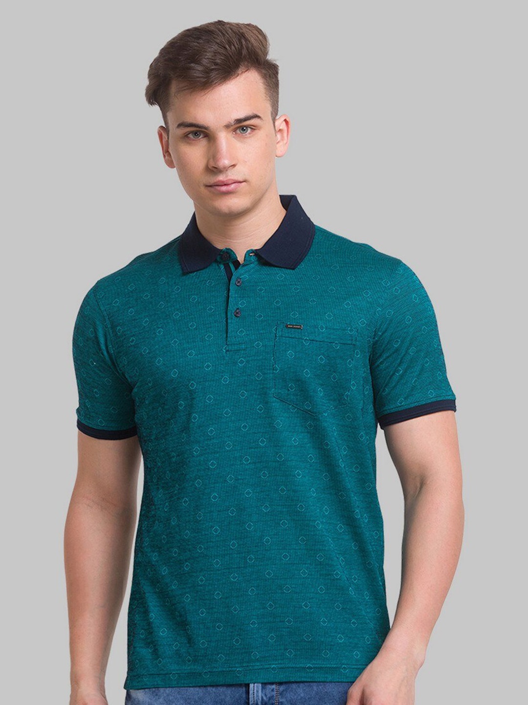 

Park Avenue Men Mandarin Collar Organic Cotton T-shirt, Green