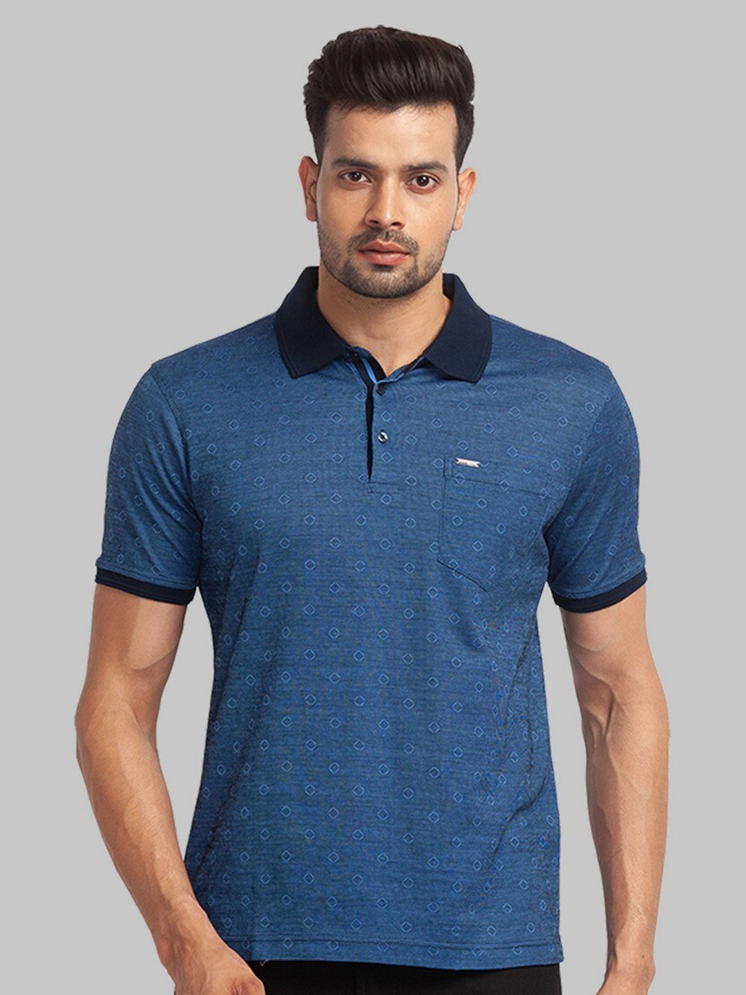 

Park Avenue Men Striped Polo Collar Organic Cotton T-shirt, Purple