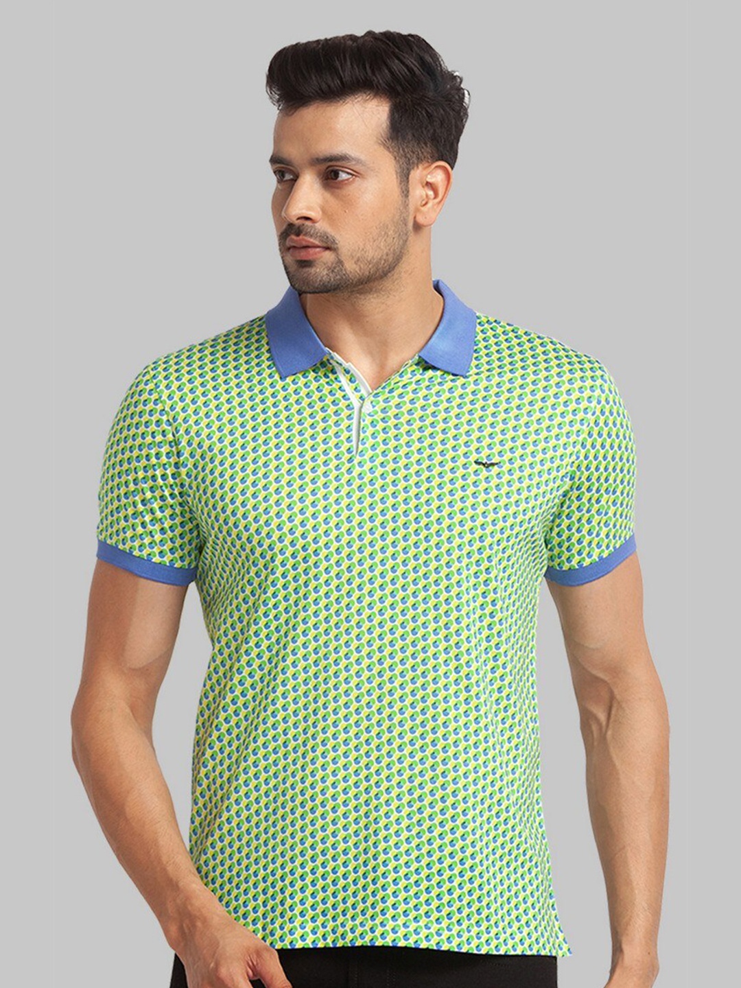 

Park Avenue Men Printed Polo Collar Organic Cotton T-shirt, Green