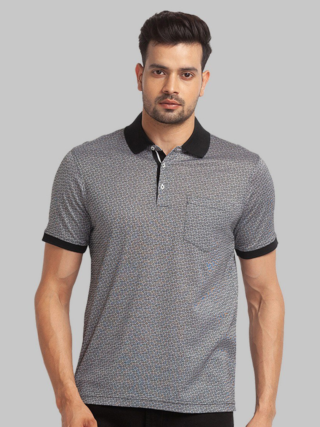 

Park Avenue Men Printed Polo Collar Organic Cotton T-shirt, Black