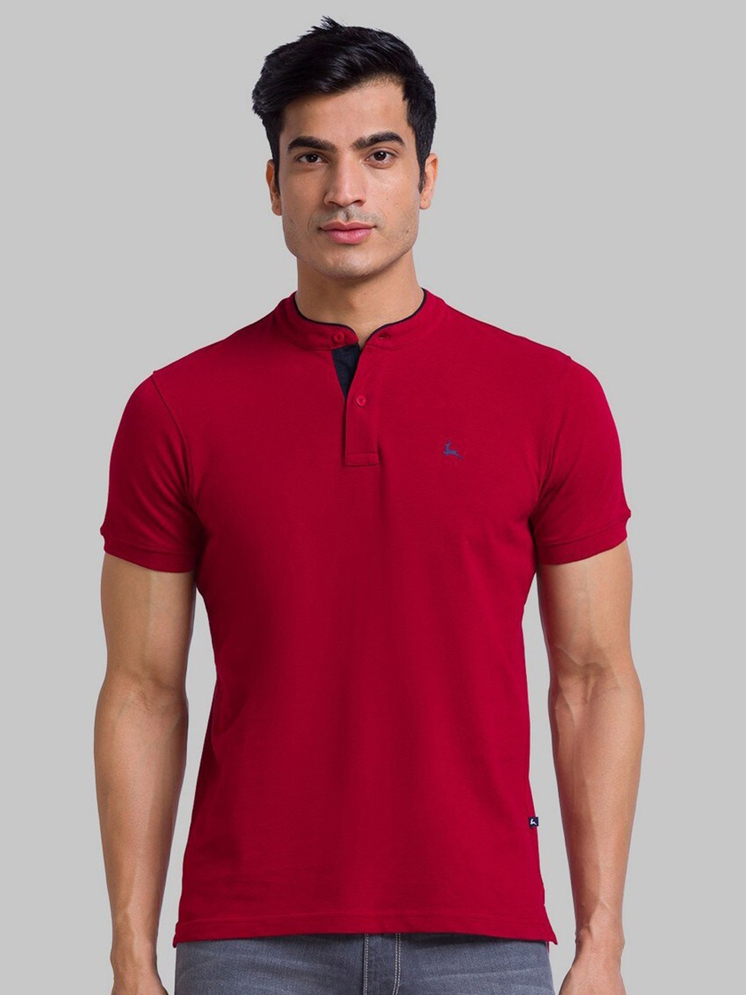 

Parx Men Red Henley Neck Organic Cotton T-shirt