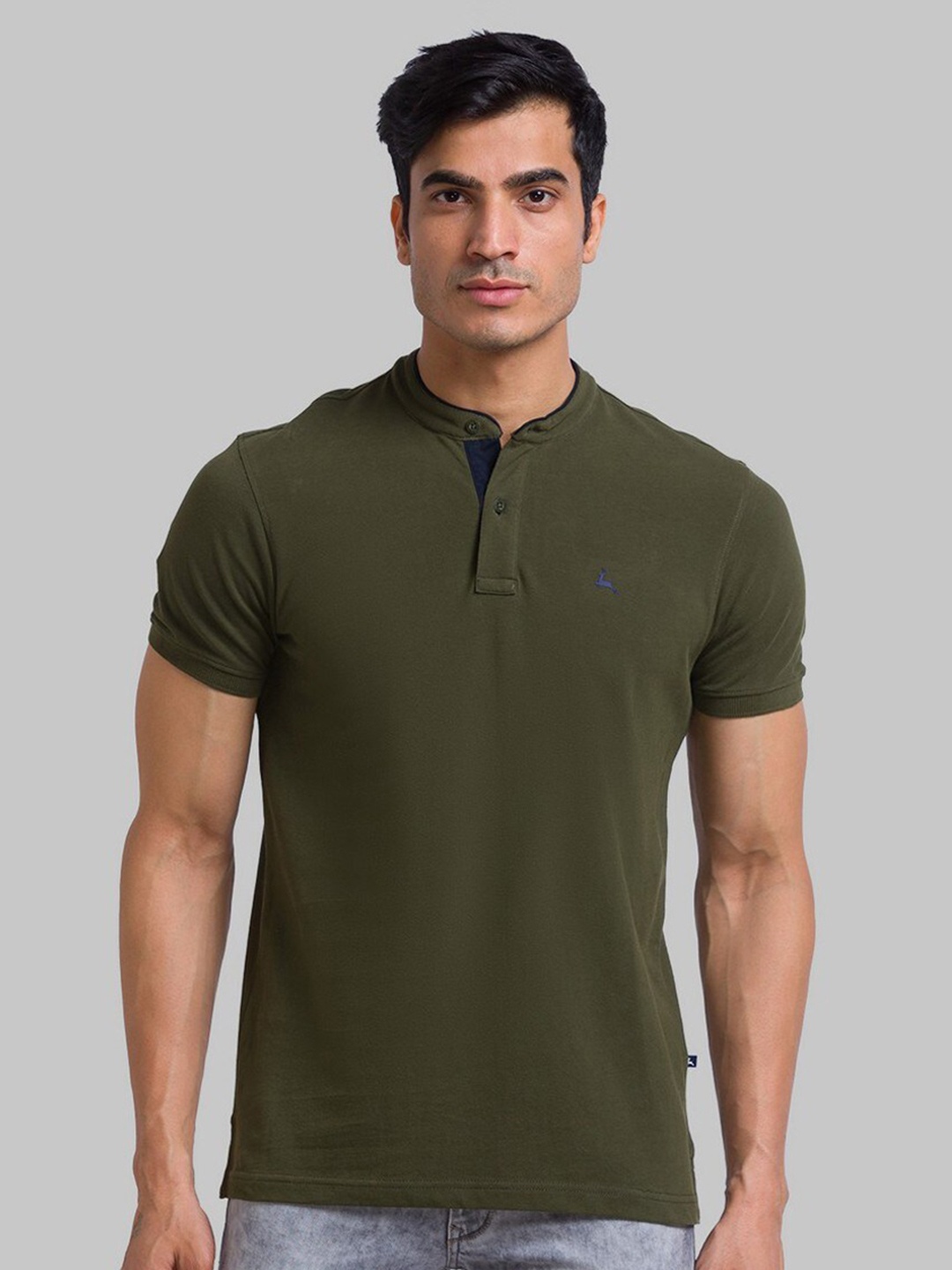 

Parx Men Green Henley Neck Organic Cotton T-shirt