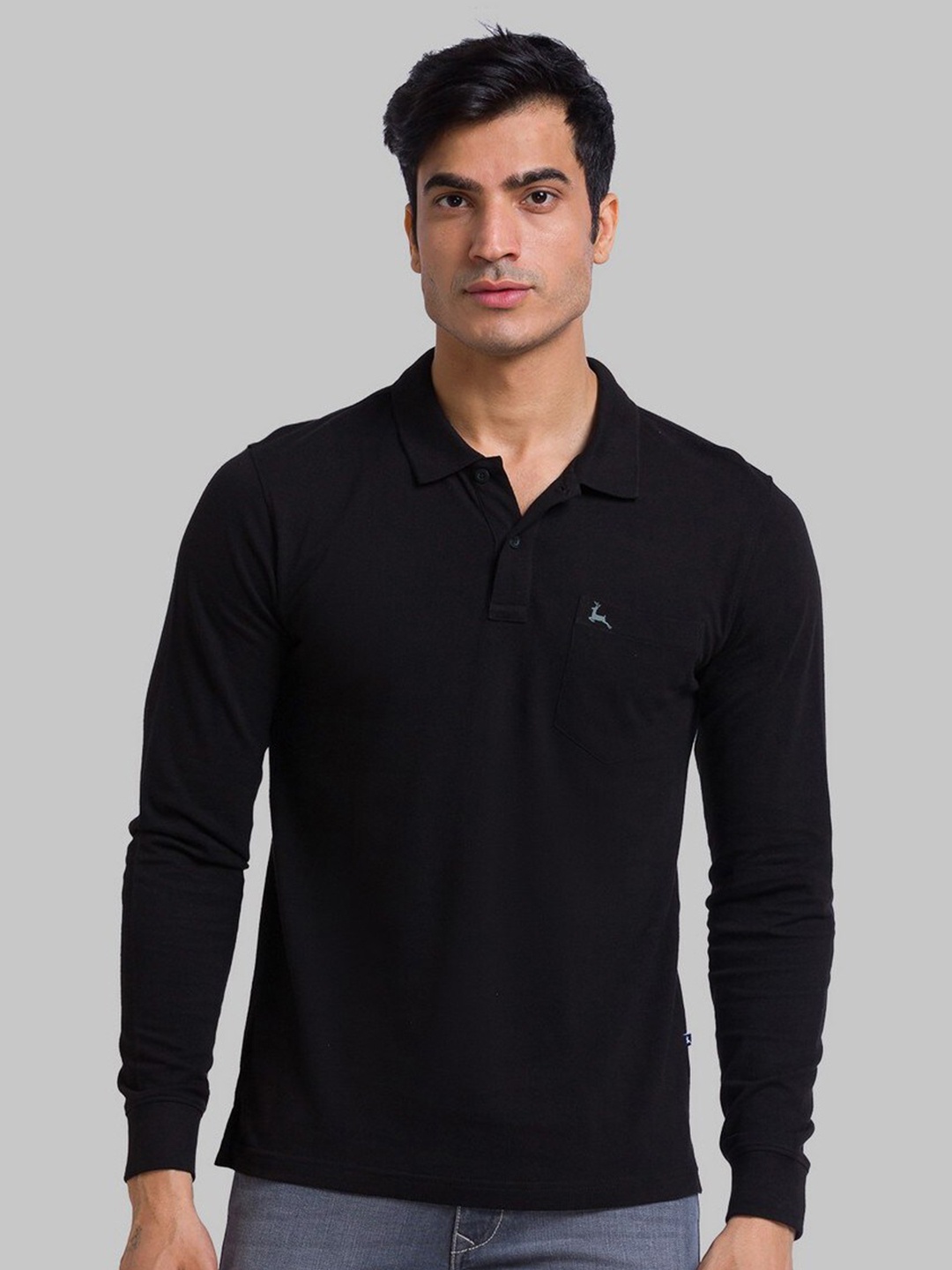 

Parx Men Black Polo Collar Organic Cotton T-shirt