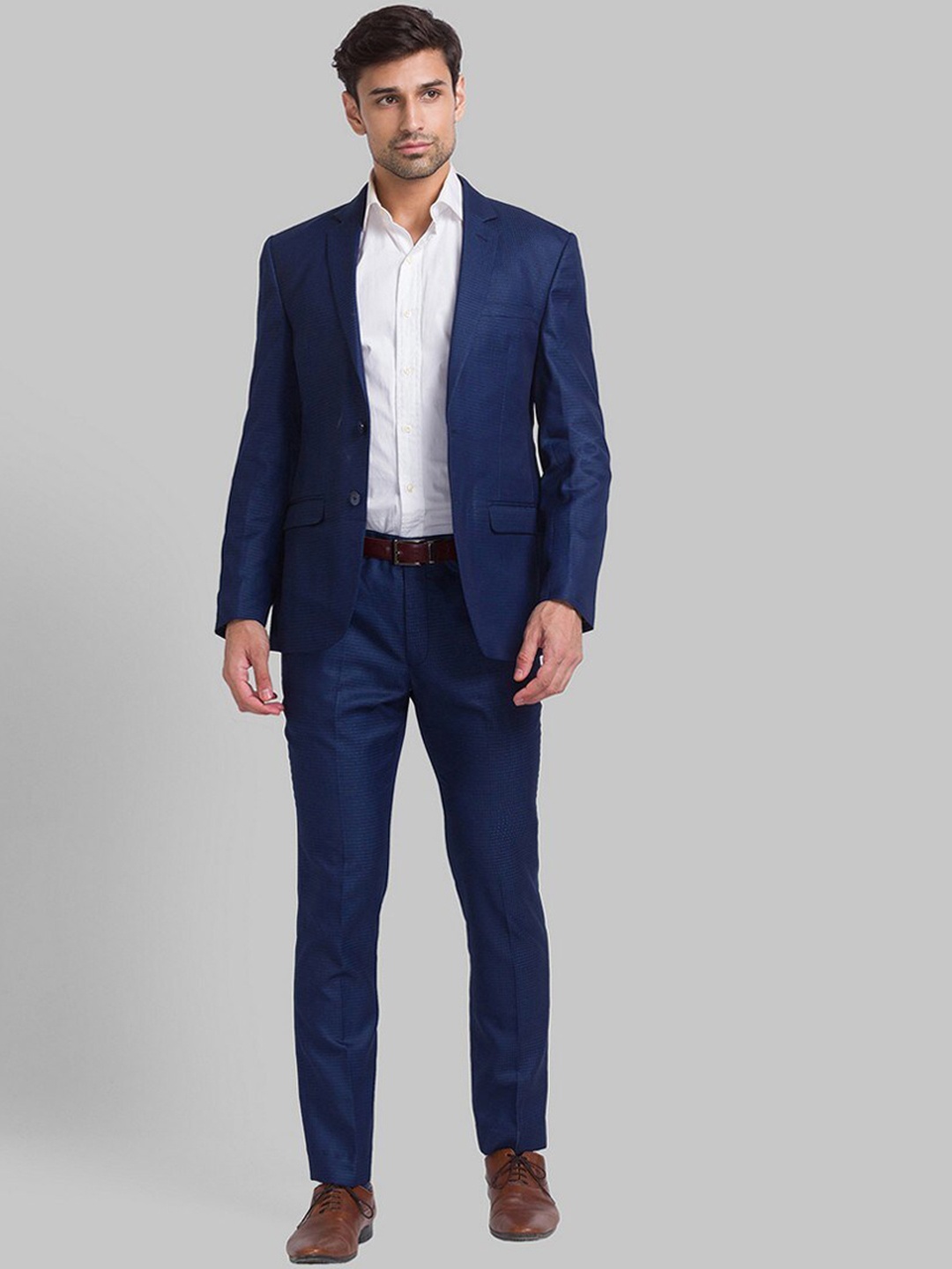 

Park Avenue Men Solid Slim-Fit Single-Breasted Two-Piece Formal Suit, Blue