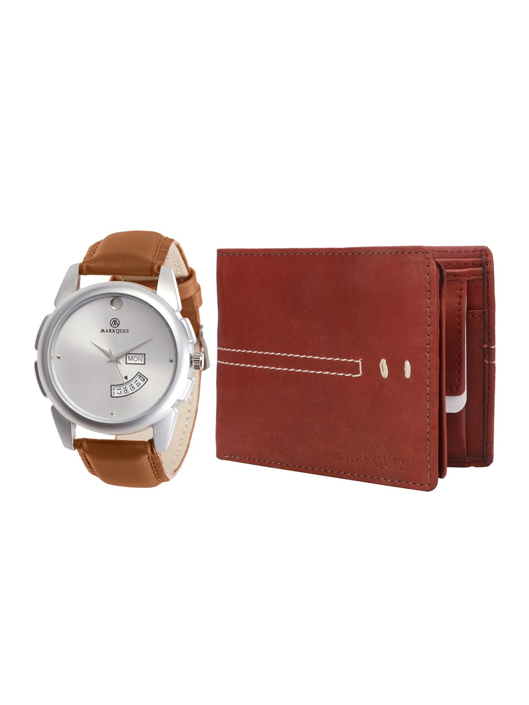 

MARKQUES Men Brown Textured Leather Accessory Gift Set