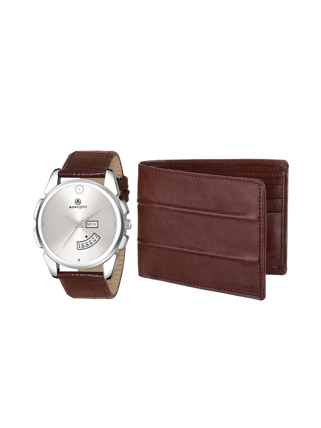 

MARKQUES Men Brown Watch and Wallet Combo Accessory Gift Set