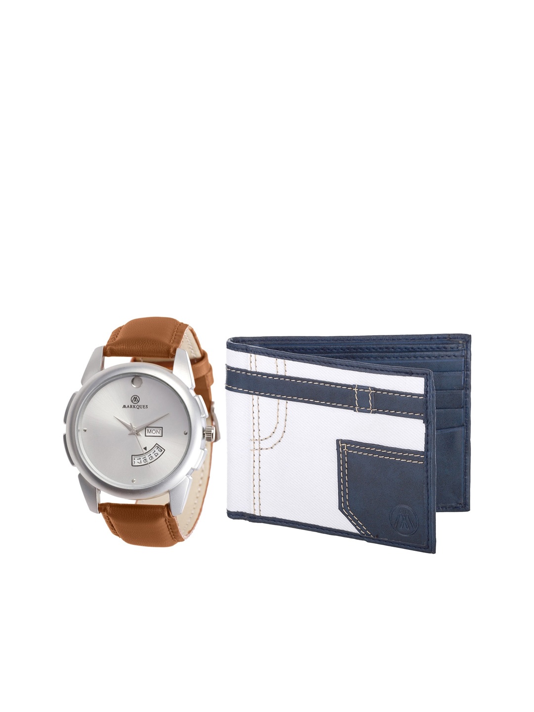 

MARKQUES Men Brown & Grey Solid Accessory Gift Set