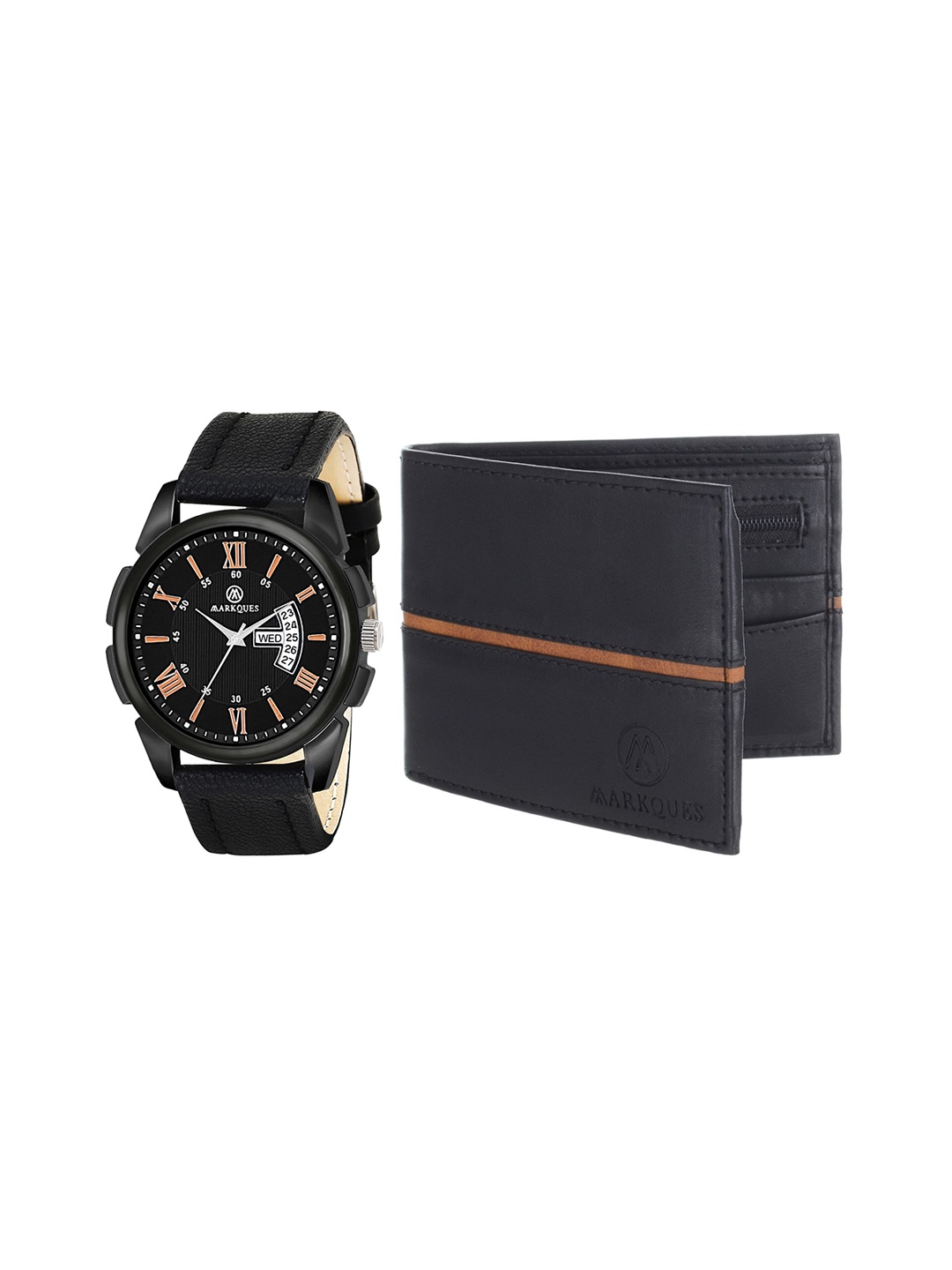 

MARKQUES Men Black Solid Leather Accessory Gift Set