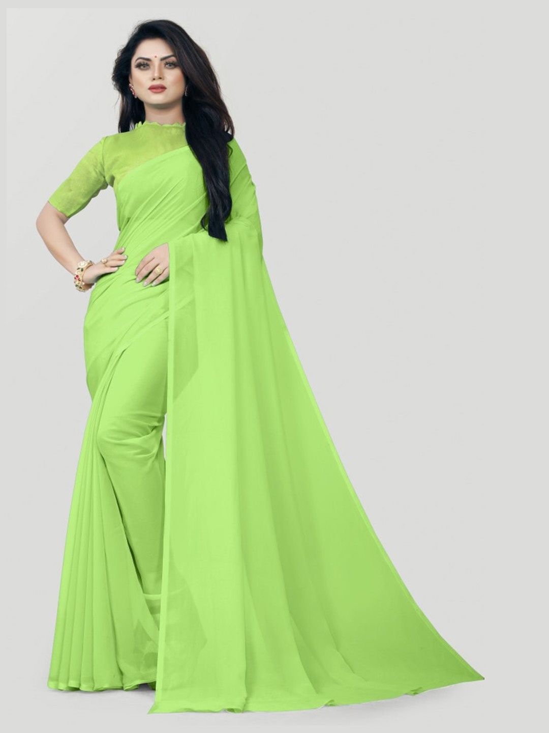

CLOMITA Women Green Saree