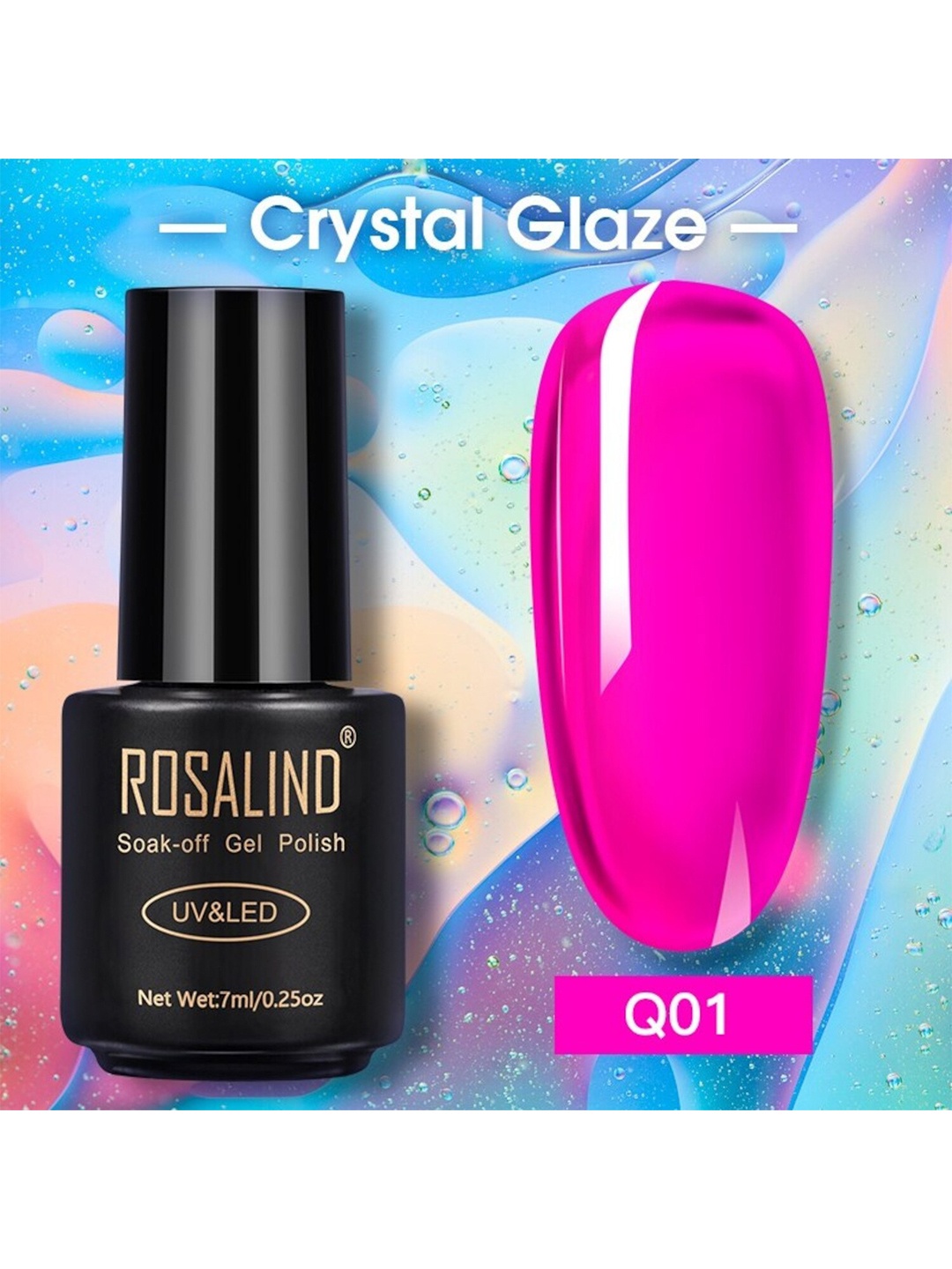 

ROSALIND UV & LED Soak-Off Long-Lasting Gel Nail Polish 7 ml -Shade-Q01, Pink