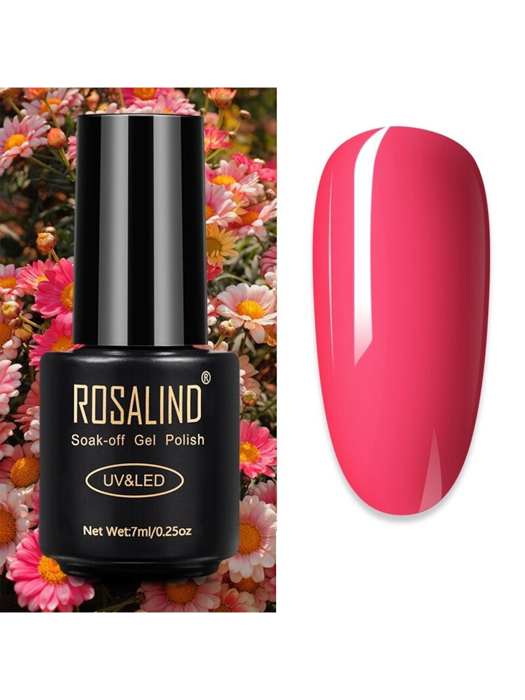 

ROSALIND UV & LED Soak-Off Long-Lasting Gel Nail Polish 7 ml - Shade-A601, Pink