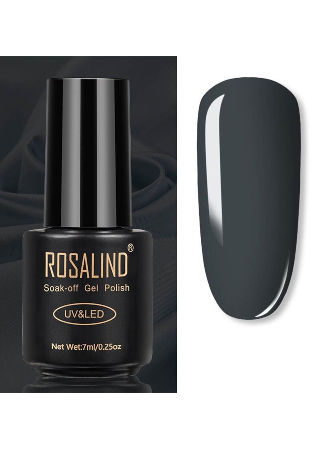 

ROSALIND UV & LED Soak-Off Long-Lasting Gel Nail Polish 7 ml -Shade-08, Charcoal
