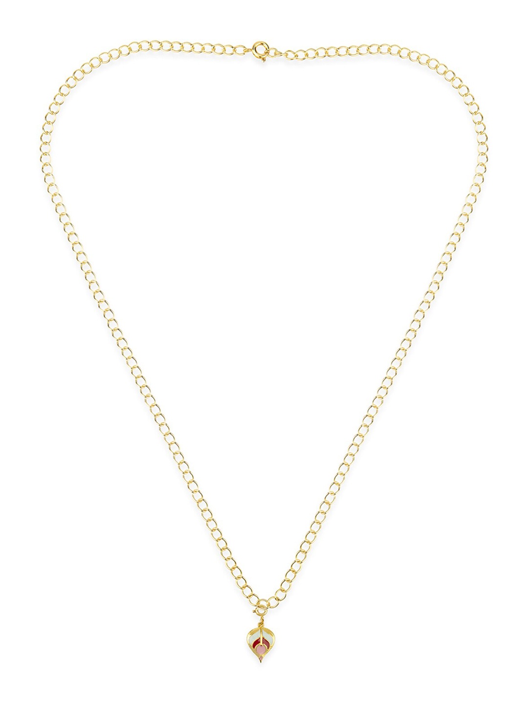

Voylla Yellow & Gold Enameled Leaf Charms Pendant With Chain and Bracelets