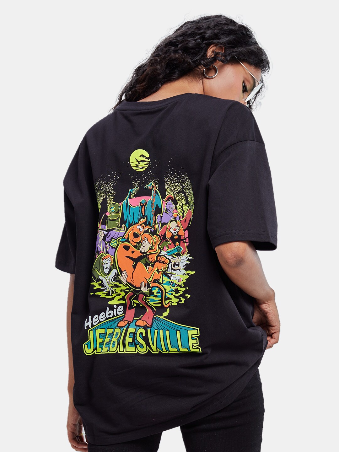 

The Souled Store Women Black Printed Oversized T-shirt