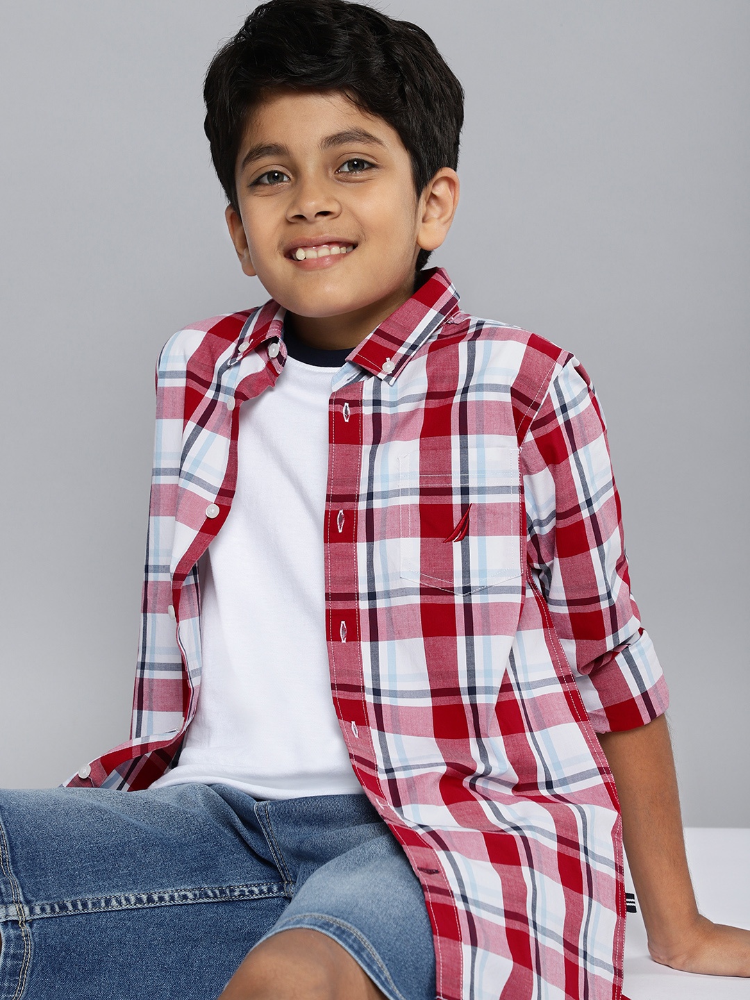 

Nautica Boys Checked Casual Shirt, Red