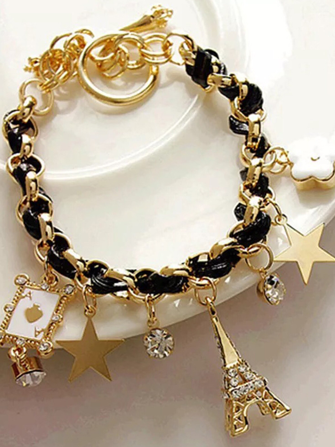 

Vembley Women Gold-Toned Cubic Zirconia Gold-Plated Charm Bracelet