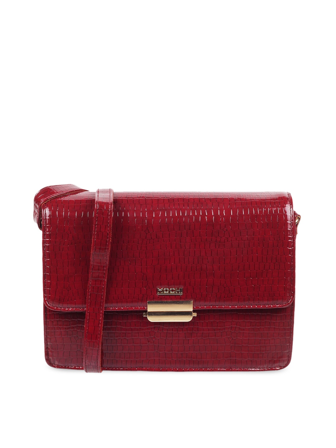 

Mochi Maroon Textured Structured Sling Bag