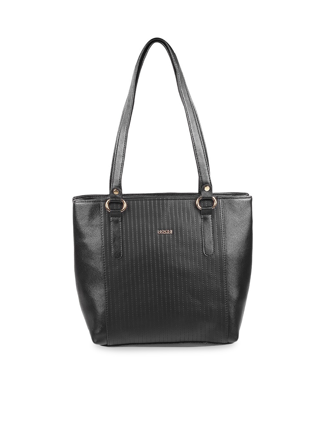 

Mochi Black Textured PU Structured Shoulder Bag