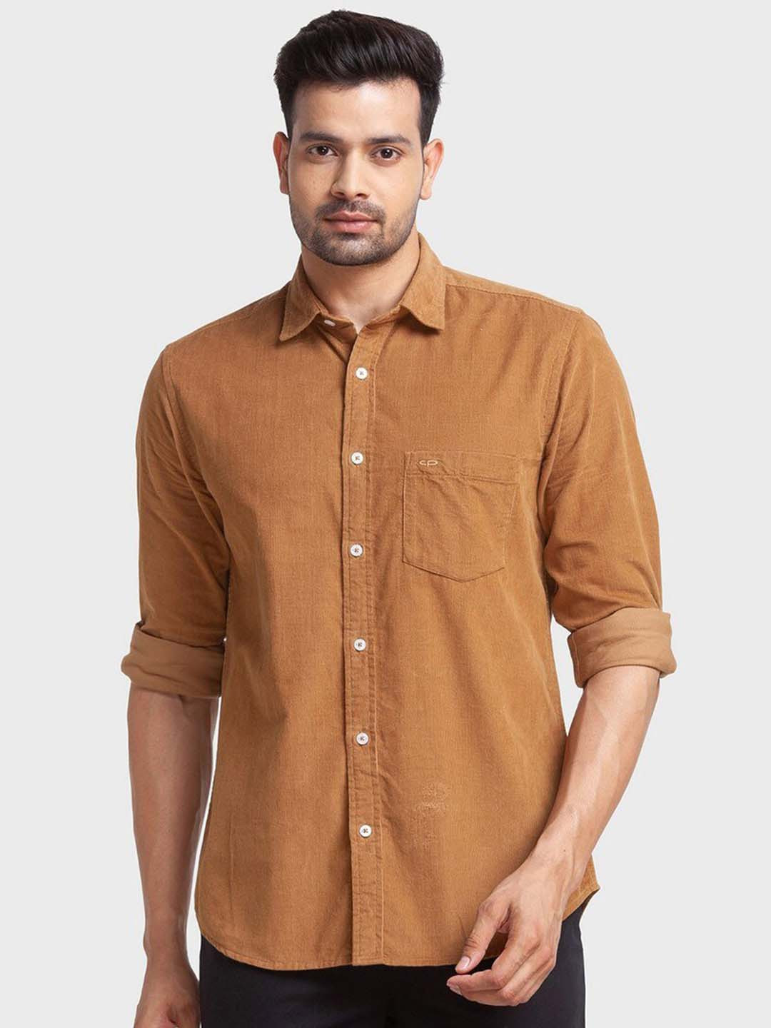

ColorPlus Men Brown Solid Tailored Fit Casual Shirt