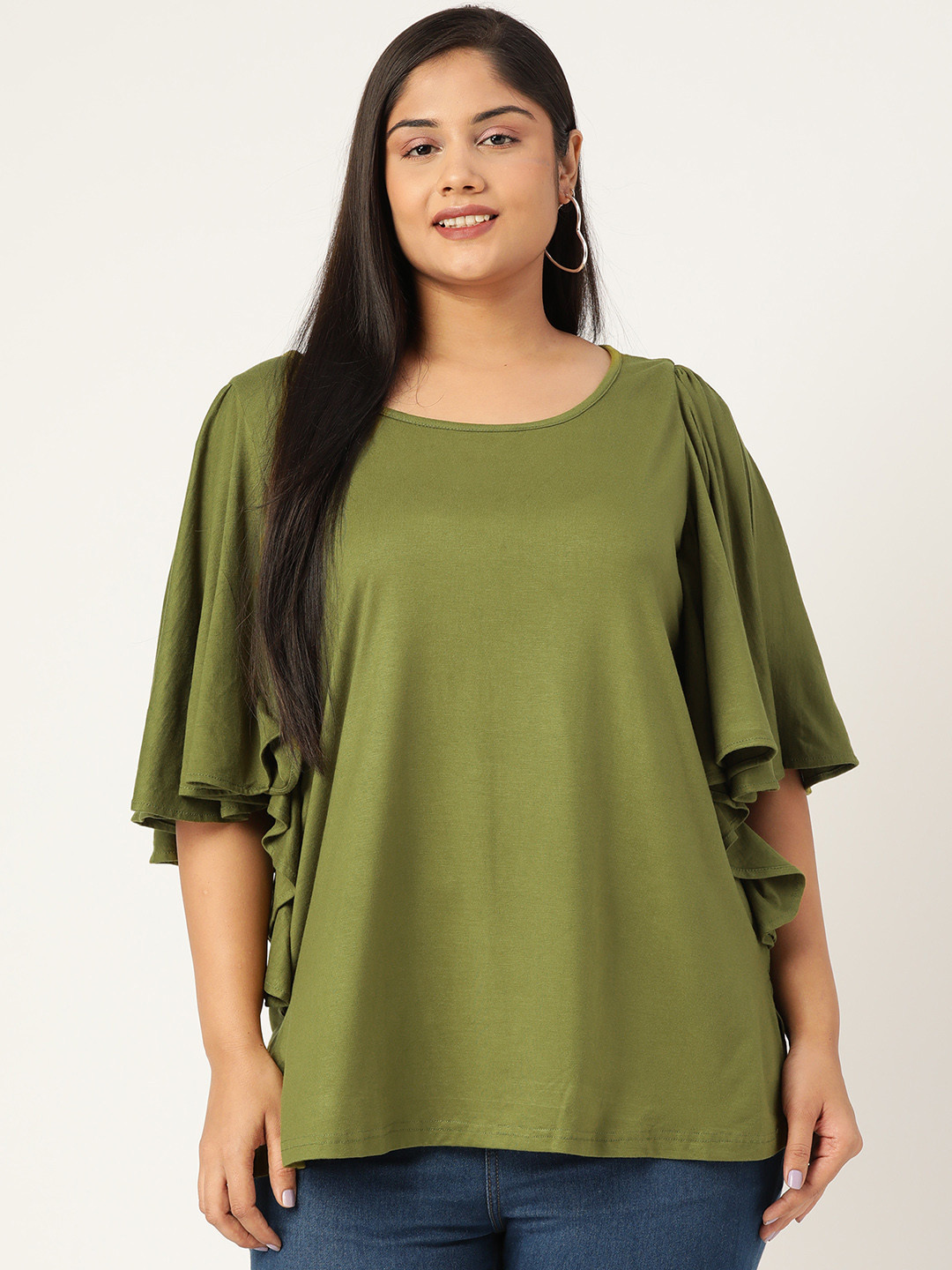 

theRebelinme Green Solid Plus Size Top