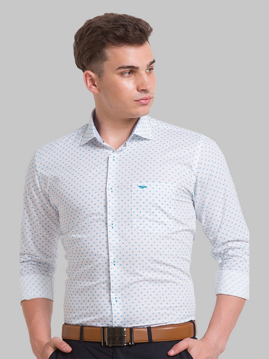 

Park Avenue Men White Slim Fit Printed Casual Shirt