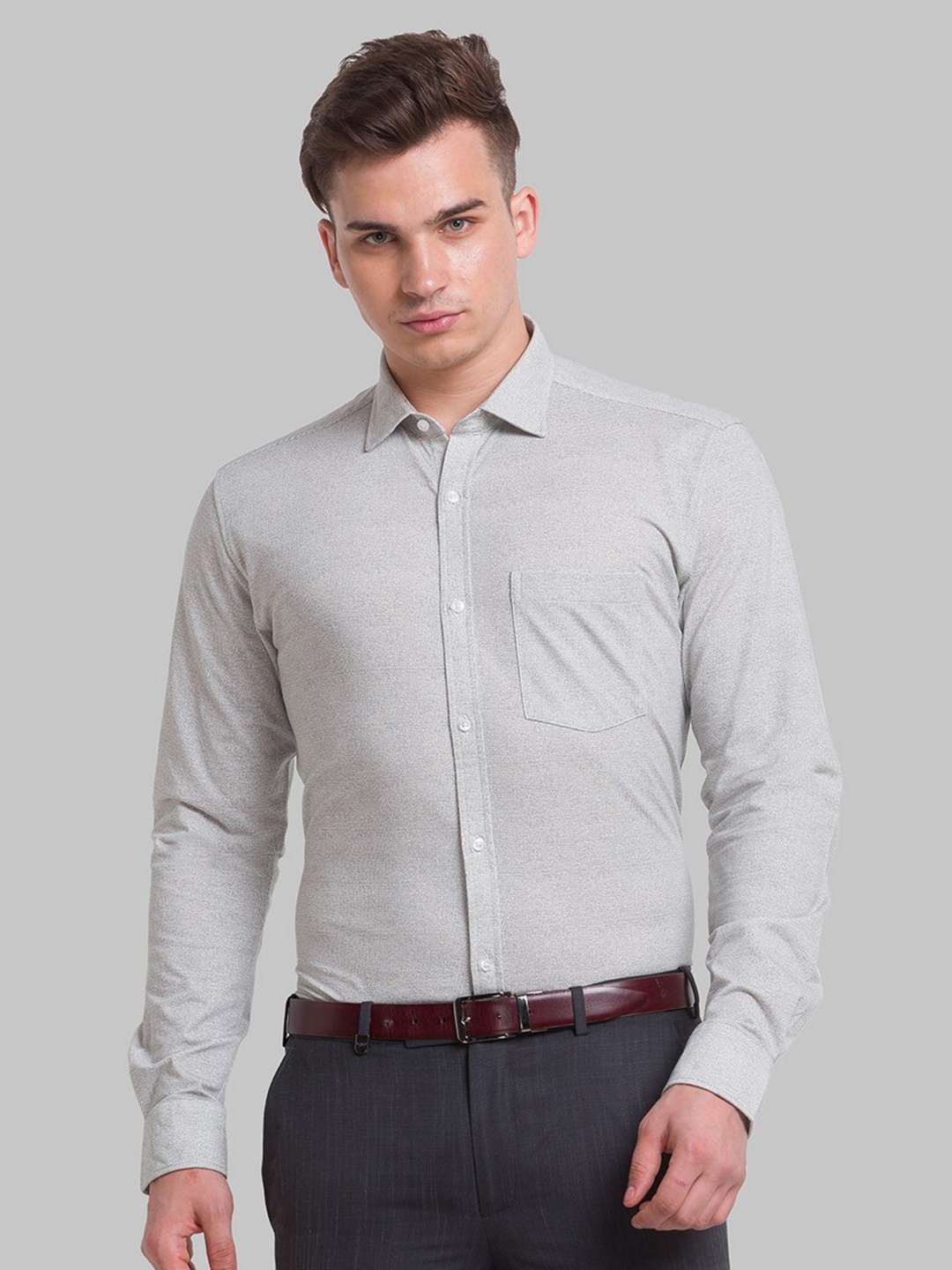 

Park Avenue Men Grey Printed Print Slim Fit Formal Shirts