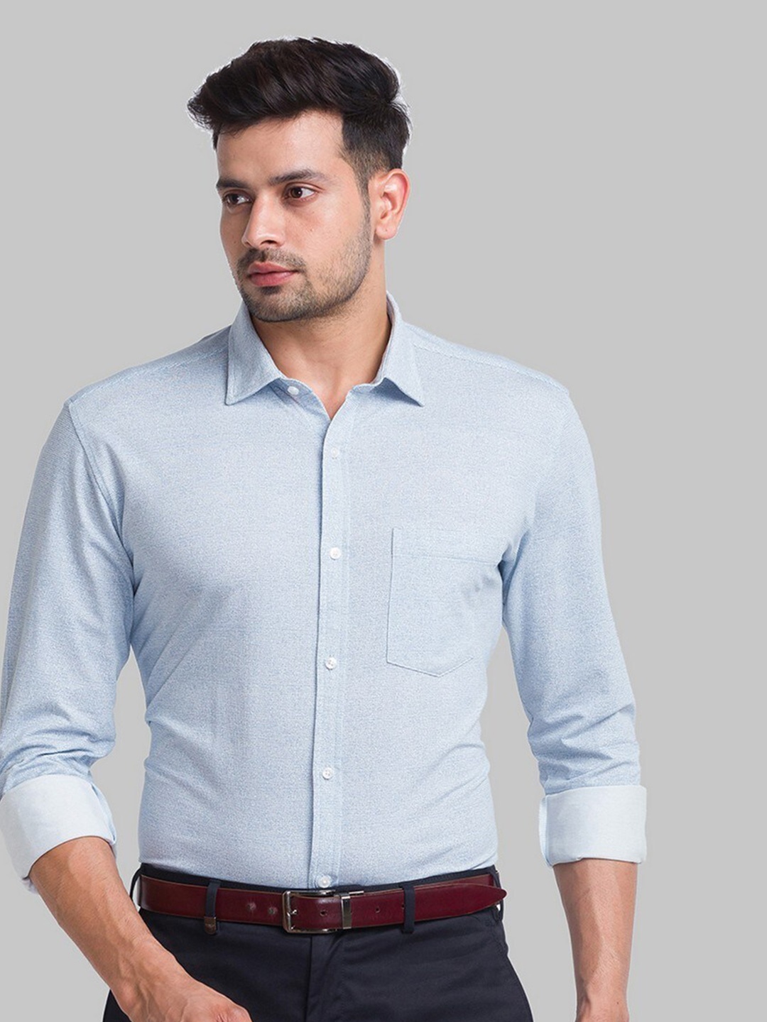 

Park Avenue Men Blue Printed Slim Fit Formal Shirts