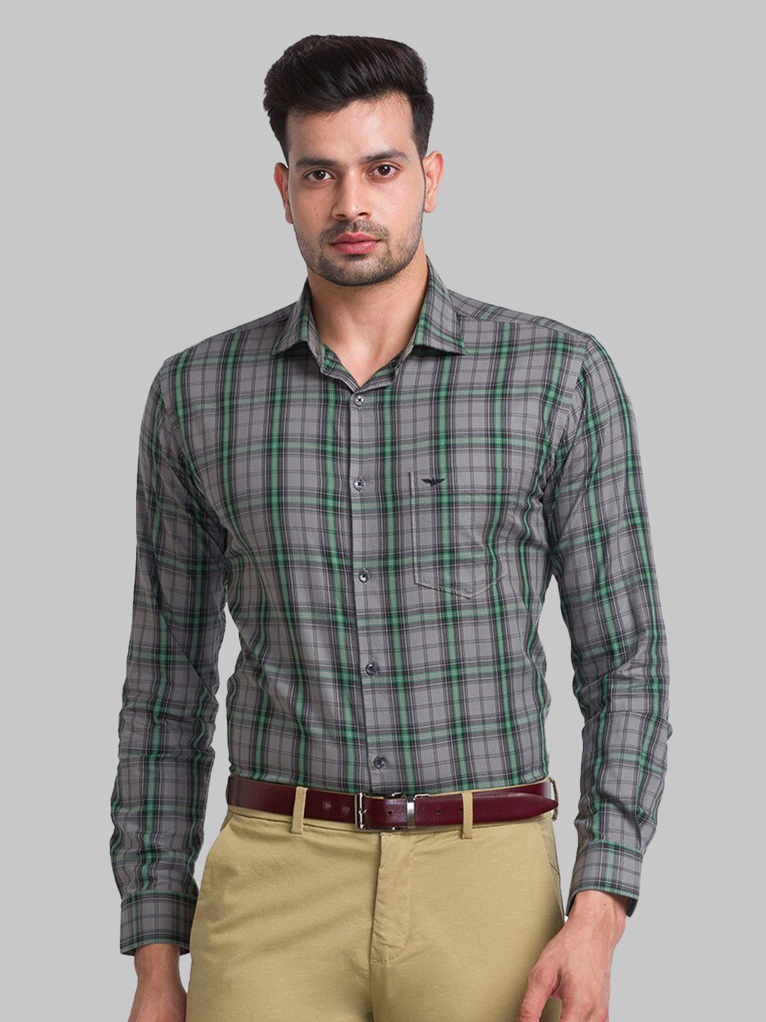 

Park Avenue Men Grey Slim Fit Tartan Checks Casual Organic cotton Shirt