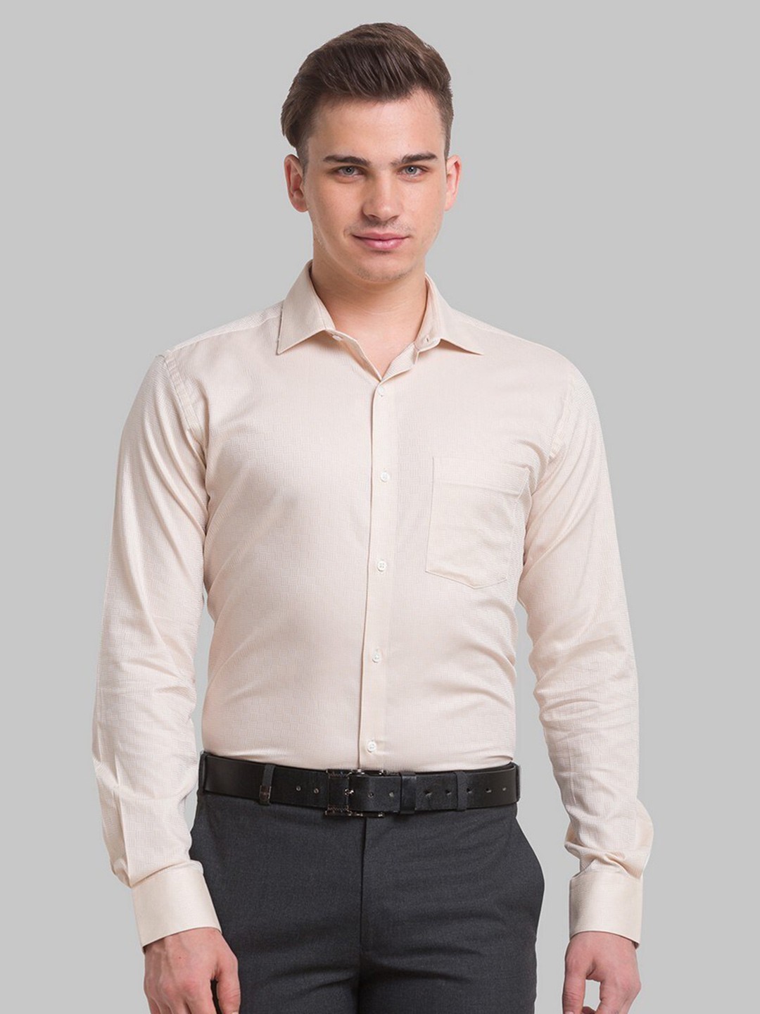 

Park Avenue Men Beige Structure Slim Fit Formal Shirts