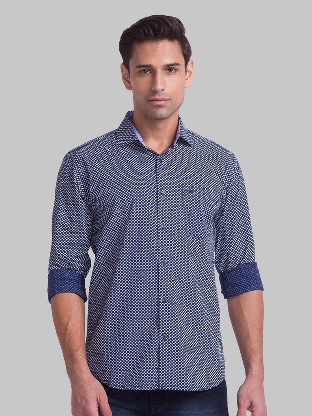 

Park Avenue Men Blue Slim Fit Printed Casual Shirt