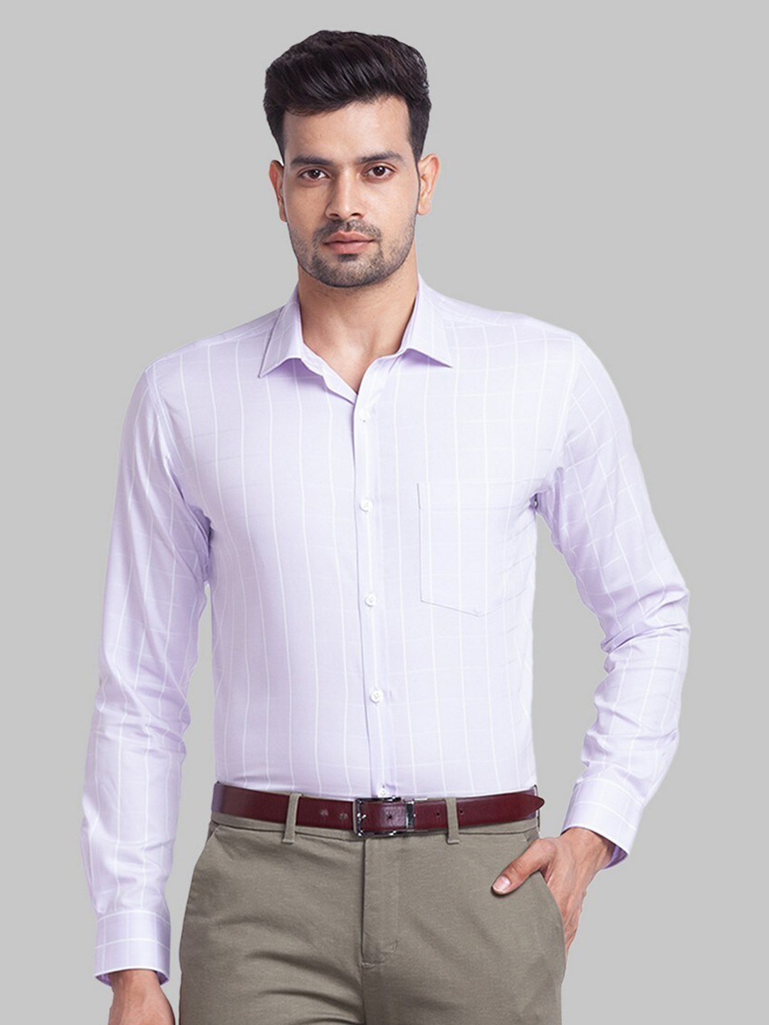 

Park Avenue Men Purple Slim Fit Checked Organic Cotton Formal Shirt
