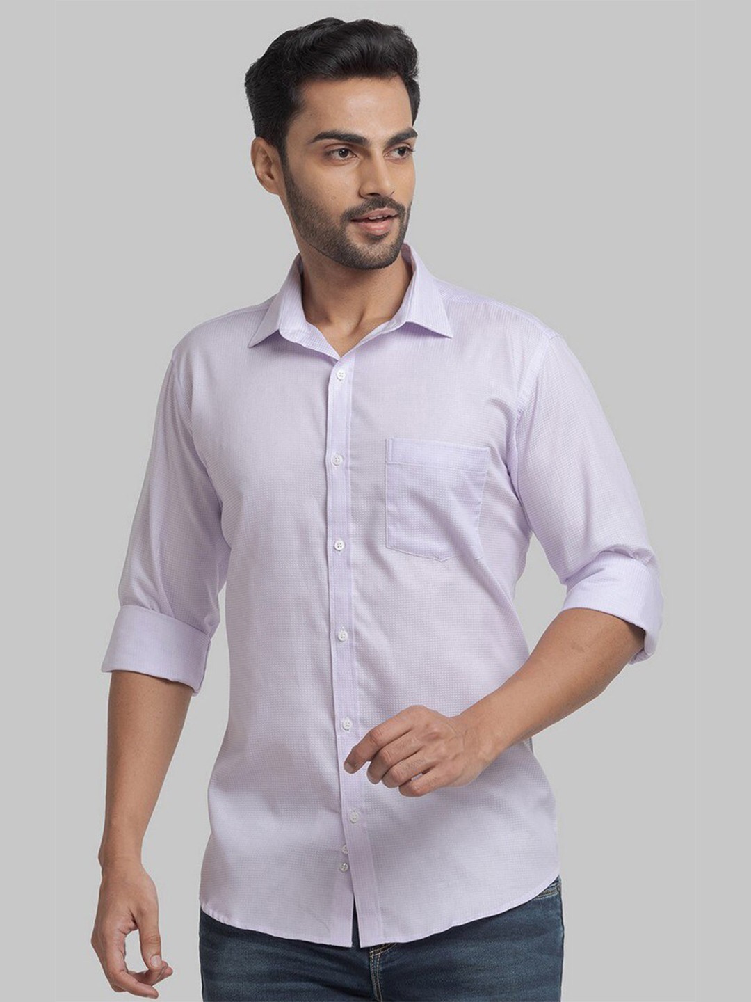 

Park Avenue Men Purple Printed Organic Cotton Casual Shirt