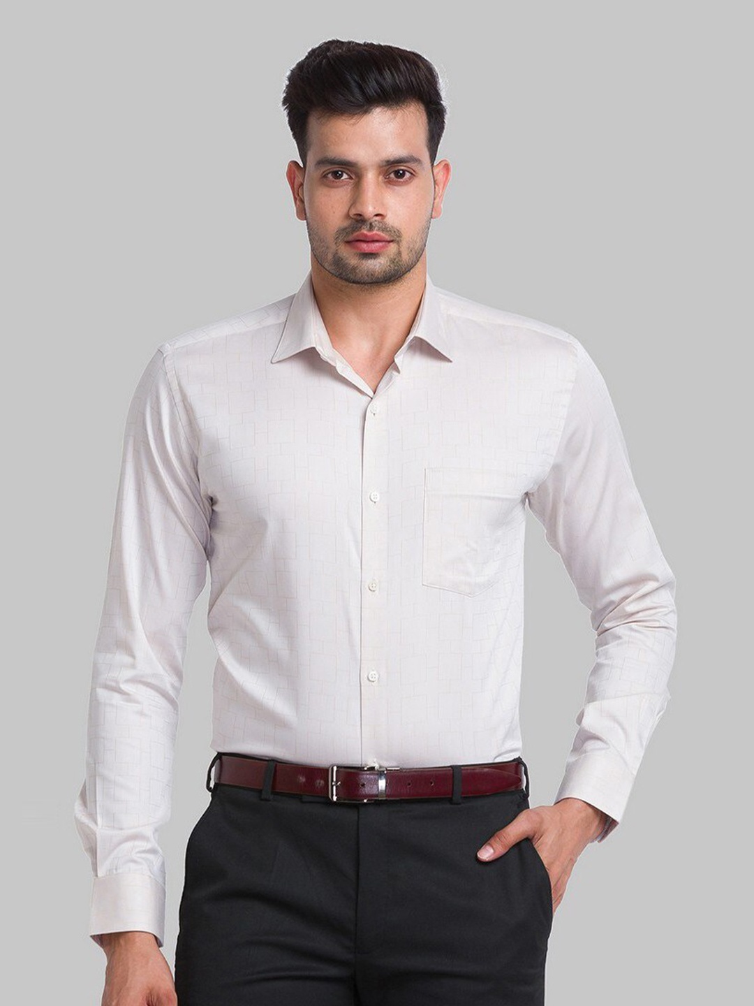 

Park Avenue Men Blue Slim Fit Printed Organic Cotton Formal Shirt