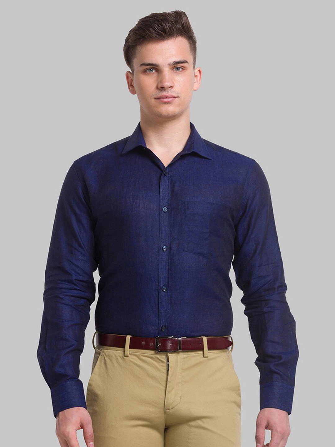 

Park Avenue Men Blue Slim Fit Organic Cotton Formal Shirt
