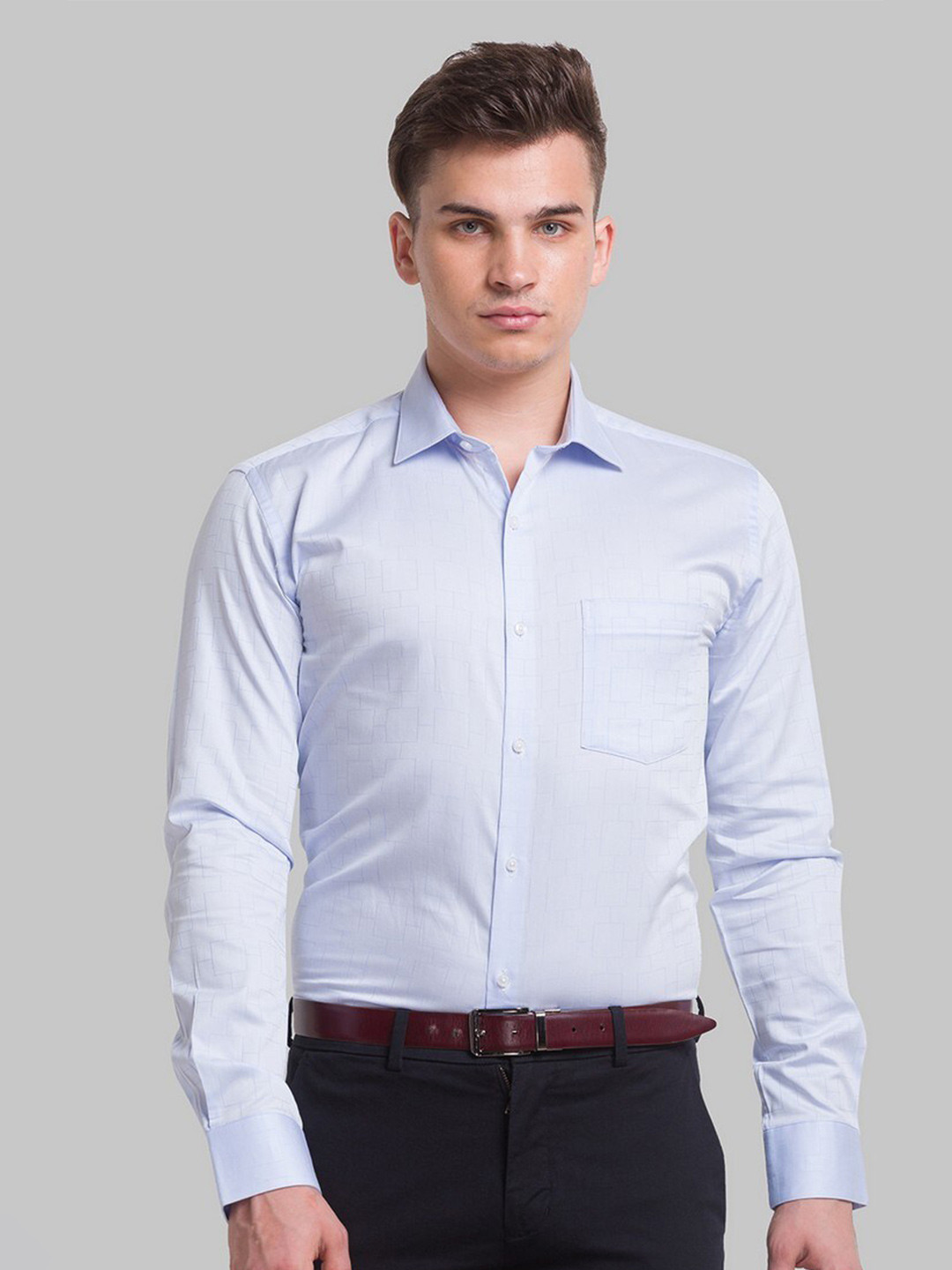 

Park Avenue Men Beige Slim Fit Printed Organic Cotton Formal Shirt